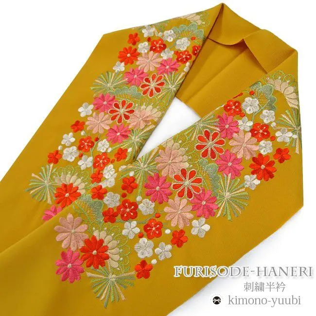 【色: 173】[KYOETSU] [キョウエツ] 半襟 刺繍 金糸 振袖用 花