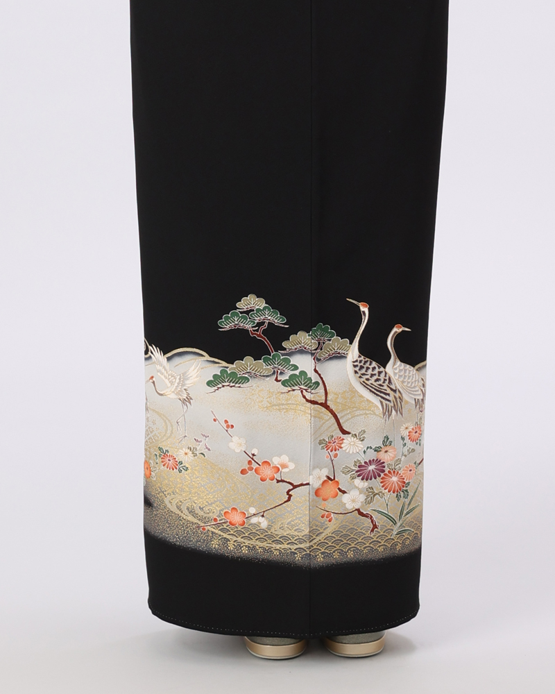 黒留袖 | 正絹　松と梅に鶴