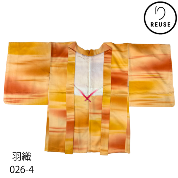 羽織 袷 正絹 リユース 中古 赤とオレンジの夕焼け模様 026-4R(8050-00364)