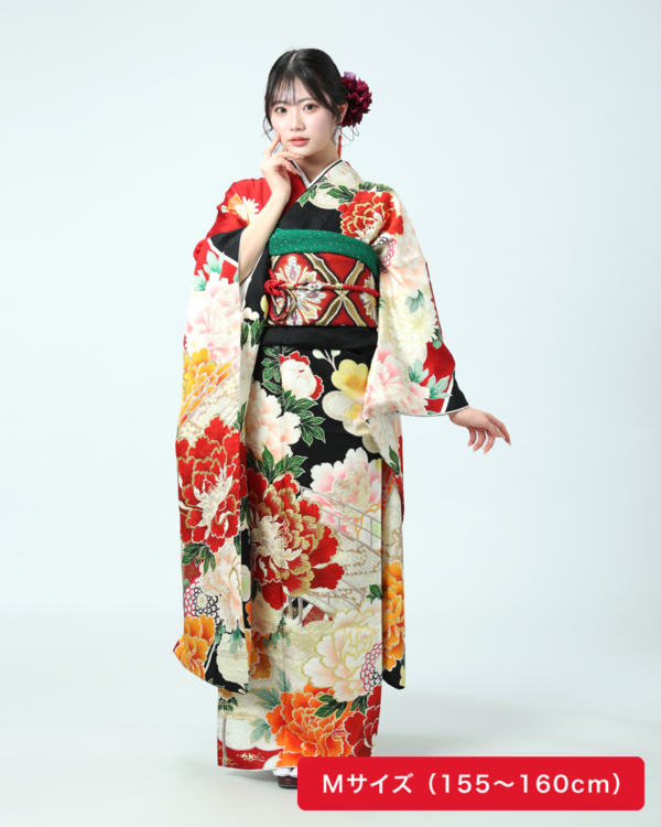 黒×赤×オレンジ 豪華絢爛 大輪牡丹