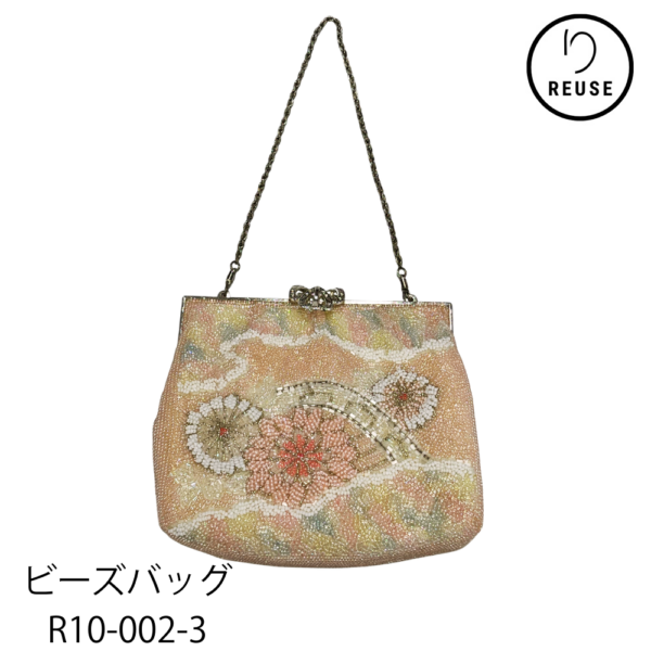 バッグ ビーズ細工 レトロポップ 花模様 リユース 中古 R10-002-3(8050-00586) ★