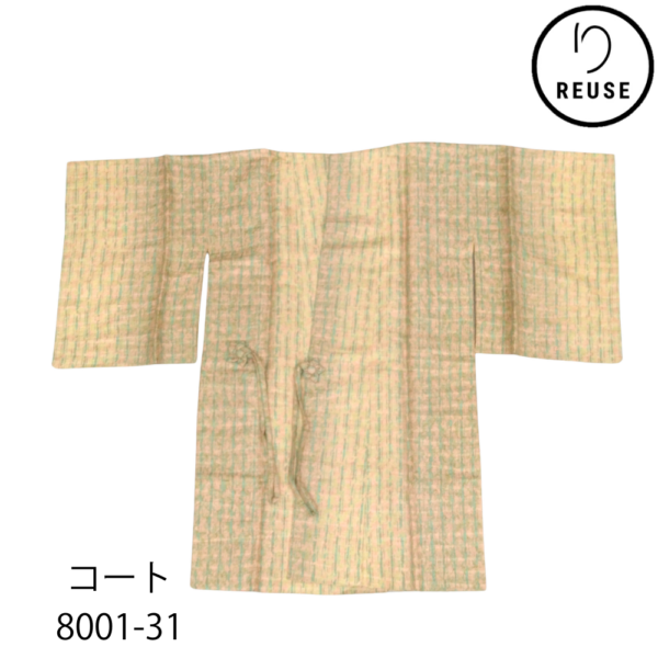 単衣・夏用 リユース  コート 紋紗風 ふくれ織 縦ぼかし 薄桃色×若草色 8001-31