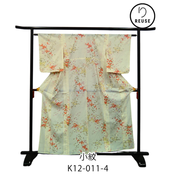 【リユース】夏物 小紋 正絹 型染め 流水曲線 紗/絽 着物 7月8月盛夏 K12-011-4